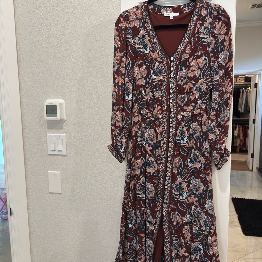 DR2 Burgundy Floral Long Sleeve Dress